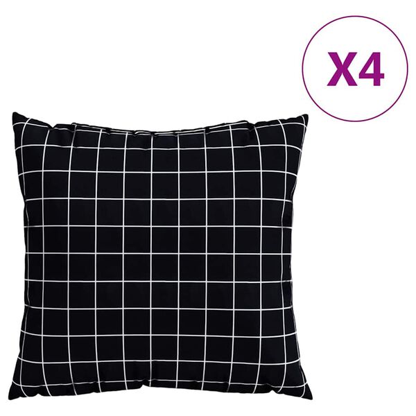 vidaXL Razpr&scaron;evne blazine 4 pcs Črno karo 50 x 50 cm Poliester