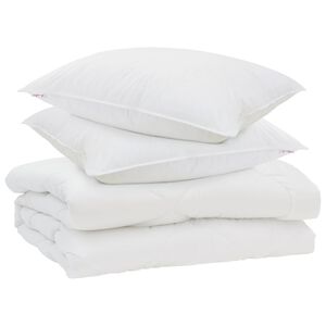 vidaXL Odeja z blazino 3 pcs Bela Mikrofibra