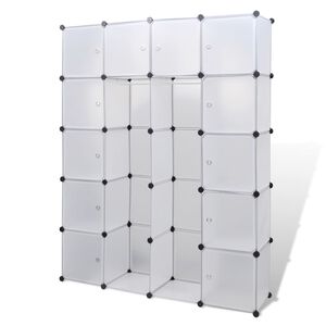 vidaXL Modularna omara s 14 predelki bela 37x146x180,5 cm