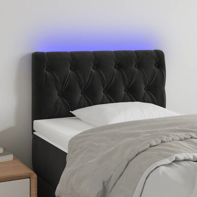 vidaXL LED posteljno vzglavje črno 80x7x78/88 cm žamet