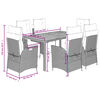 vidaXL Vrtna jedilna garnitura 7-delna z blazinami siv poli ratan