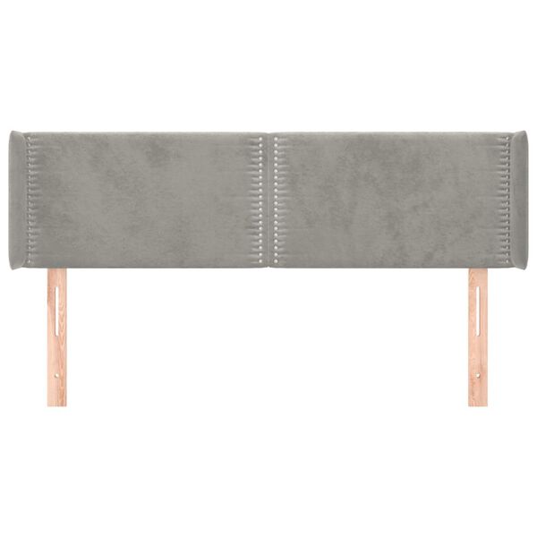 vidaXL Vzglavje z u&scaron;esi svetlo sivo 147x16x78/88 cm žamet