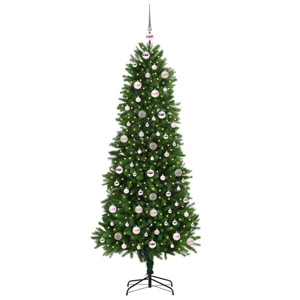vidaXL Božično drevo med 300 LED z stojalom Zelena 240 cm PE