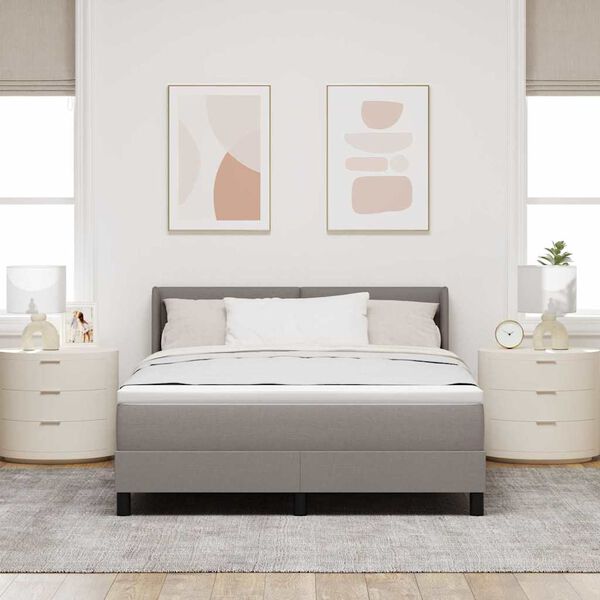 vidaXL Postelja z vzmetnico z vzmetnico Taupe 190 x 140 cm Poliester