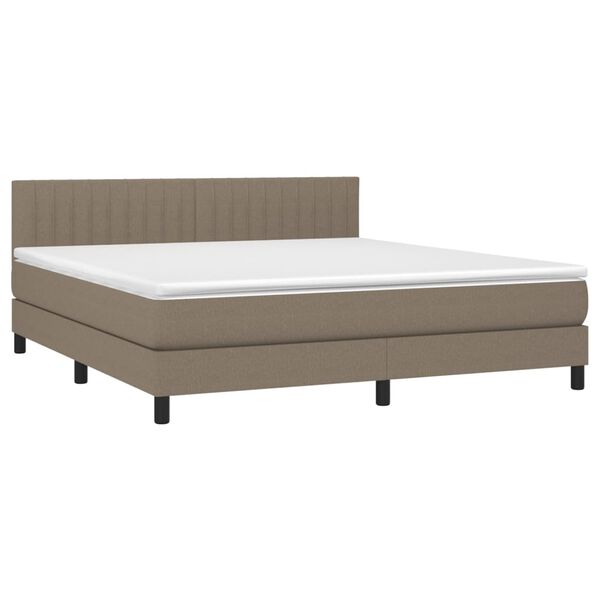 vidaXL Box spring postelja z vzmetnico taupe 160x200 cm blago