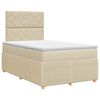 vidaXL Postelja boxspring z vzmetnico Krem 120 x 190 cm Blago