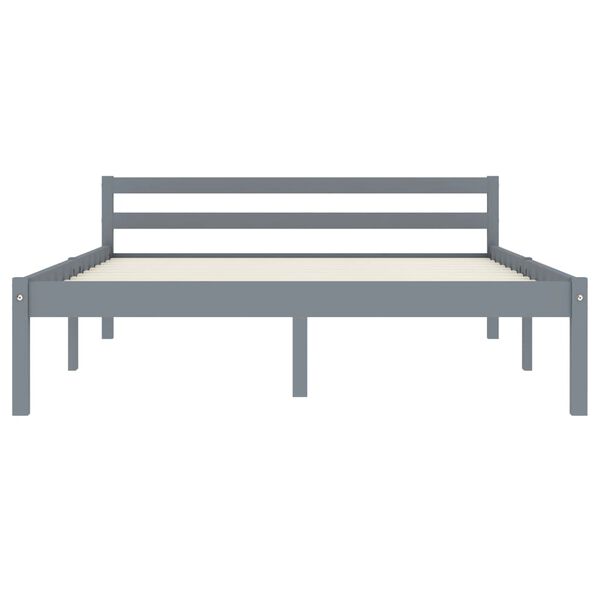 vidaXL Posteljni okvir siv iz trdne borovine 120x200 cm