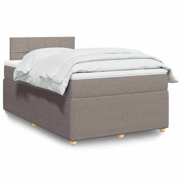 vidaXL Box spring postelja z vzmetnico taupe 120x190 cm blago