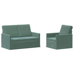vidaXL Kavčna garnitura 2 pcs Morsko zelena Žamet