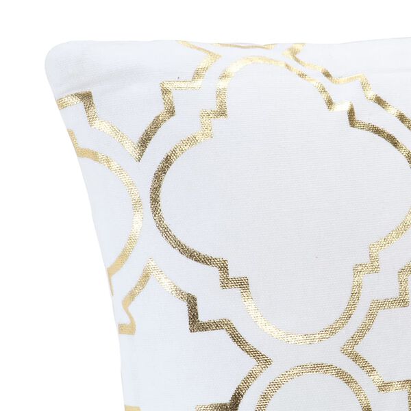 vidaXL Blazine 2 kosa s potiskom bele in zlate 40x40 cm bombaž