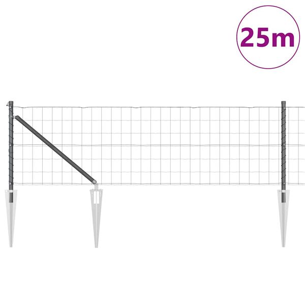 vidaXL Ograja s stebrom Siva 0,6 x 25 m Jeklo in PVC