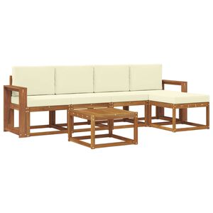vidaXL Zunanja garnitura za sedenje z blazino 6 pcs Naravna in smetana