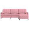 vidaXL Kavč trosed s stolčkom za noge roza 210 cm žamet