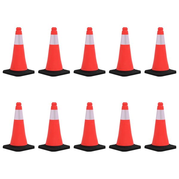 vidaXL Odsevni prometni stožci z močnimi podstavki 10 kosov 50 cm