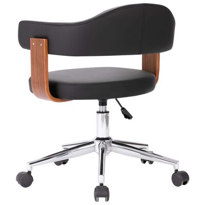 vidaXL Vrtljiv pisarniški stol črn ukrivljen les in umetno usnje