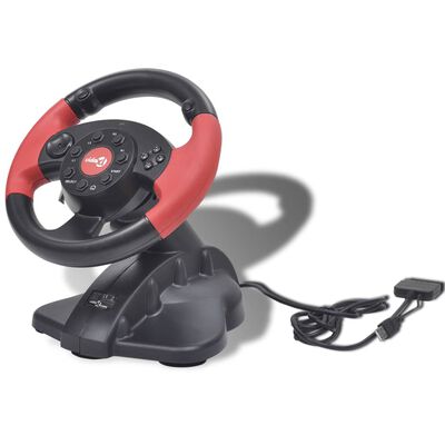 Igralni Dirkalni Volan za PS2/PS3/PC Rdeče Barve