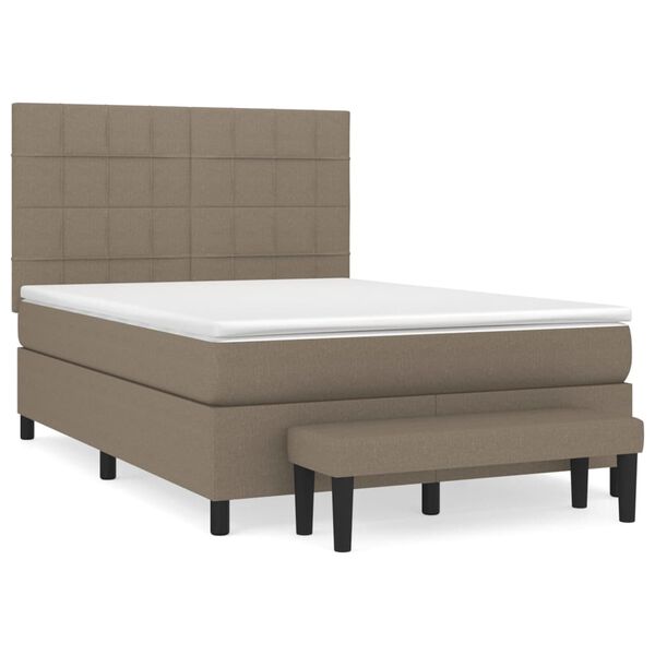 vidaXL Box spring postelja z vzmetnico taupe 140x190 cm blago