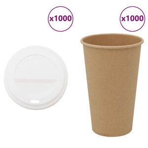 vidaXL Papirnate skodelice za kavo s pokrovčki 1000 kosov 16oz 400ml