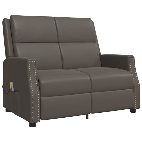 vidaXL Masažni dvosed sivo umetno usnje