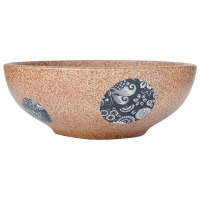 vidaXL Nadpultni umivalnik rjav in moder okrogel Φ41x14 cm keramika