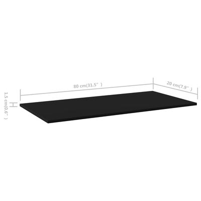 vidaXL Dodatne police za omaro 8 kosov črne 80x20x1,5 cm iverna plošča