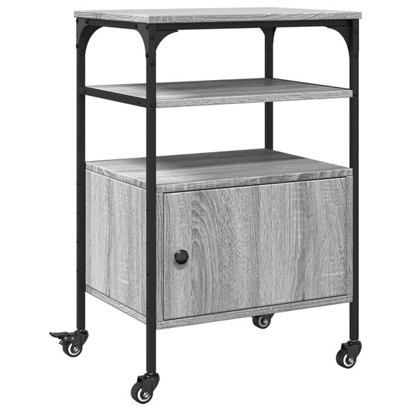 vidaXL Stojalo za tiskalnik 3-nadstropno siva sonoma 50x40x76 cm les