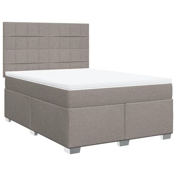 vidaXL Box spring postelja z vzmetnico taupe 140x190 cm blago