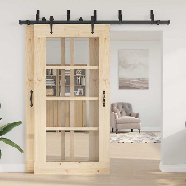 vidaXL Komplet opreme za drsna vrata 213,5 cm jeklo črne barve