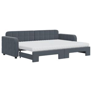 vidaXL Izvlečna dnevna postelja z vzmetnico tem. siva 80x200 cm žamet