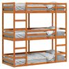 vidaXL Trojni pograd vo&scaron;čeno rjav 75x190 cm trdna borovina