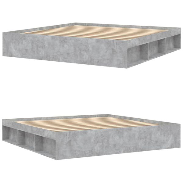 vidaXL Posteljni okvir betonsko siv 200x200 cm