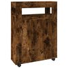 vidaXL Ozka kopalni&scaron;ka omarica s kolesi dimljeni hrast inženirski les