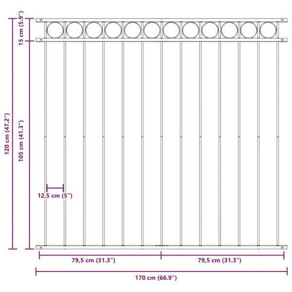 vidaXL Ograjni panel Assen jeklo 1,7x1,2 m črna