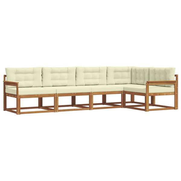 vidaXL Zunanja garnitura za sedenje z blazino 5 pcs Naravna in smetana