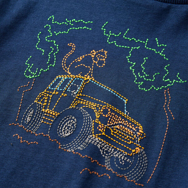 Otroška majica z dolgimi rokavi mornarsko modra 116