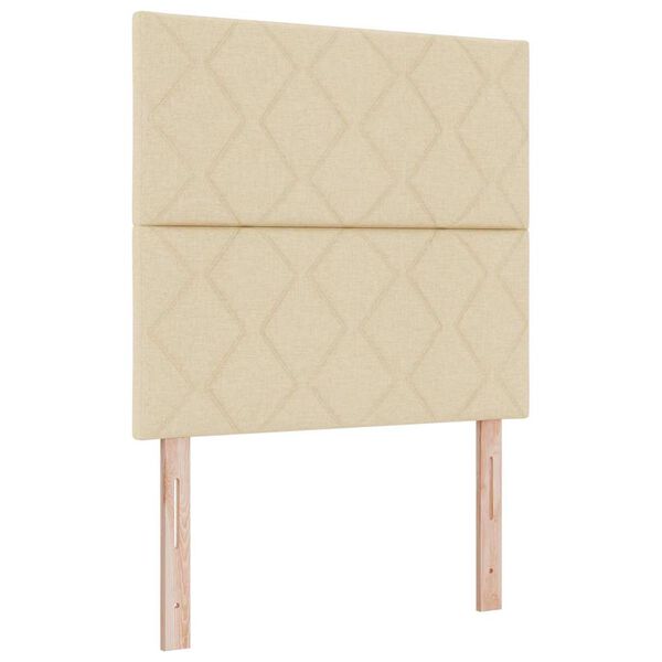 vidaXL Postelja z žimnico Box Spring krema 90 x 190 cm blago