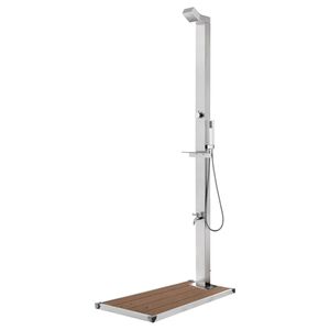 vidaXL Vrtni tu&scaron; z rjavim podstavkom 225 cm nerjaveče jeklo