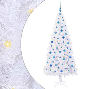 vidaXL Umestno božično drevo med 300 LED Bela 210 cm PVC in jeklo