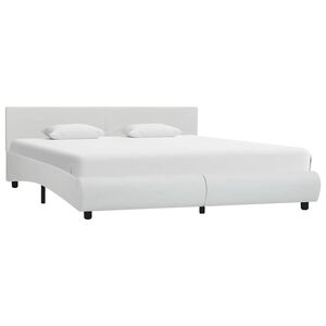 vidaXL Posteljni okvir LED belo umetno usnje 160x200 cm