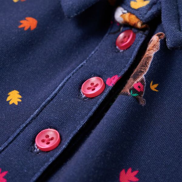 Otroška obleka z dolgimi rokavi in vrvico mornarsko modra 116