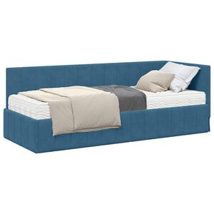 vidaXL Kotni okvir postelje z matrico 2 kos Modra 80 x 200 cm Žamet