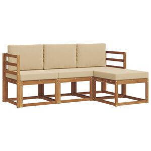 vidaXL Zunanja garnitura za sedenje z blazino 4 pcs Naravna in bež