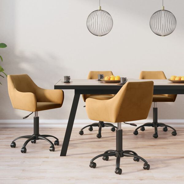 vidaXL Vrtljivi jedilni stoli 4 kosi rjav žamet