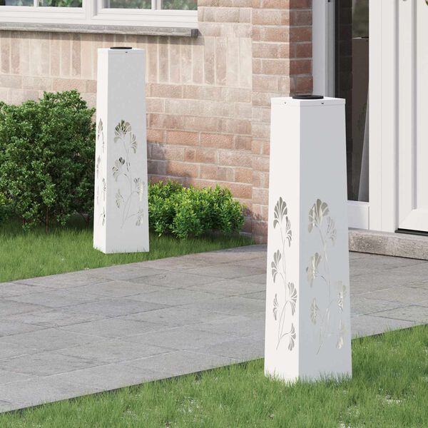 vidaXL Solarno LED svetilo za pot 2 pcs Bela Medenina