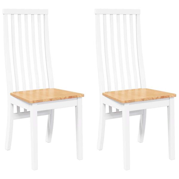 vidaXL Jedilni stoli 2 kosa bele masivne lesene gume