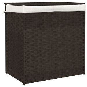 vidaXL Ko&scaron;ara za perilo z 2 predelkoma rjava 53x35x57 cm poli ratan