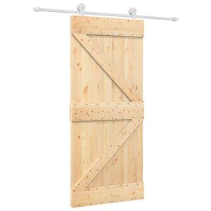 vidaXL Drsna vrata 90 x 210 cm Trdna borovina Naravna in bela