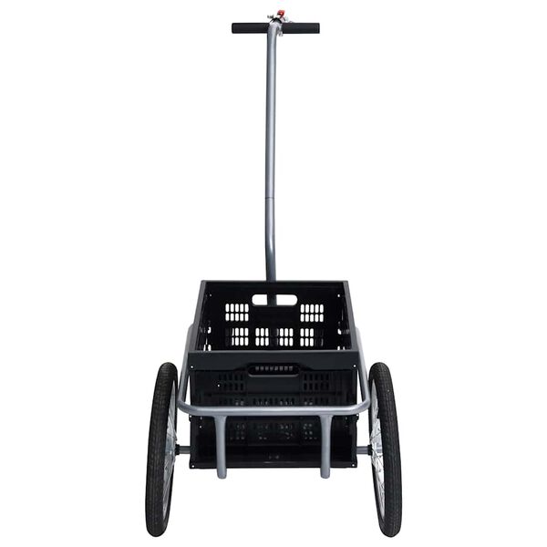 vidaXL Kolesarska prikolica s 50 L transportno škatlo črna 60 L