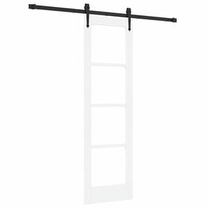 vidaXL Drsna vrata Bela 61 x 198,5 cm Trden borov les in steklo