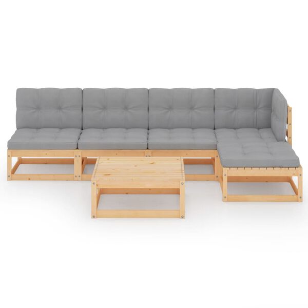 vidaXL Vrtna sedežna garnitura 6-delna z blazinami trdna borovina